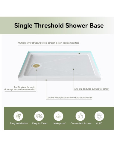 Base de Ducha Rectangular HOROW 121,9x81,3 cm Antideslizante