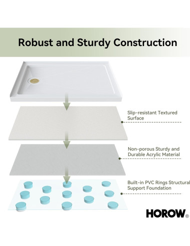 Base de Ducha Rectangular HOROW 121,9x81,3 cm Antideslizante