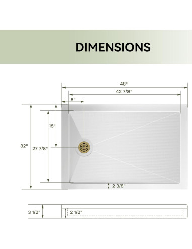 Base de Ducha Rectangular HOROW 121,9x81,3 cm Antideslizante