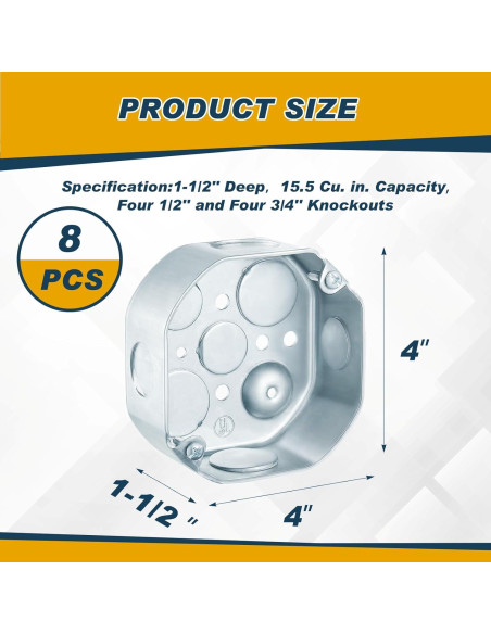 8 Cajas de Conexiones Eléctricas Metálicas Copkim 10,16x3,81cm