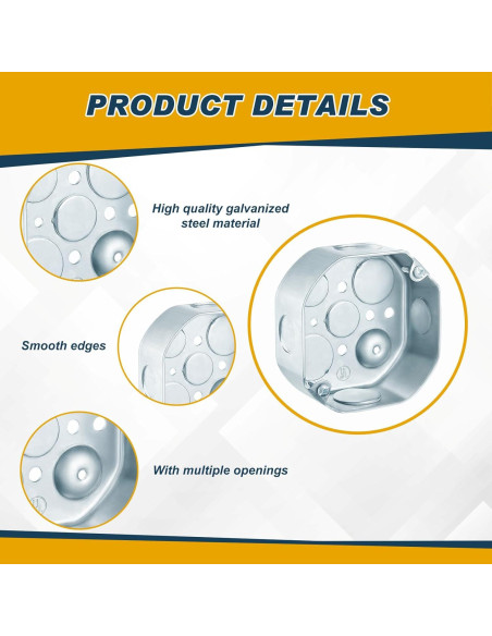 8 Cajas de Conexiones Eléctricas Metálicas Copkim 10,16x3,81cm