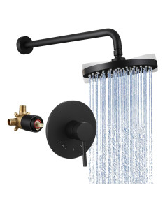 Sistema de Ducha KES Negro Mate 8" Antiescaldamiento