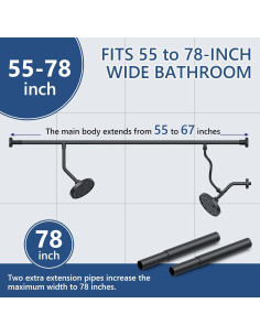 Cabezal de Ducha Doble Bntuk 6" Alta Presión Negro Mate 2