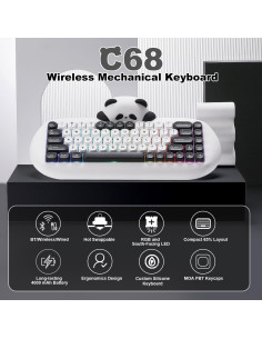 Teclado Mecánico Inalámbrico YUNZII C68 Panda 68 Teclas RGB 2
