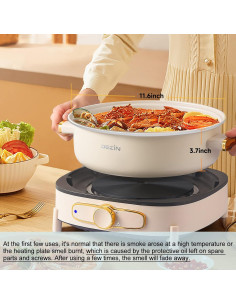 Olla eléctrica Dezin Shabu Shabu 5L con tapa de vidrio 2