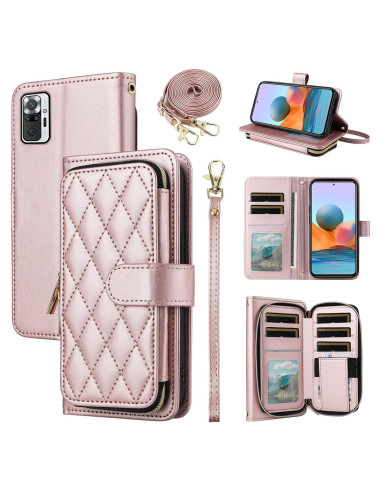 Funda billetera Furiet para Xiaomi Redmi Note 10 Pro Oro Rosa