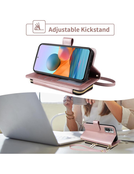 Funda billetera Furiet para Xiaomi Redmi Note 10 Pro Oro Rosa