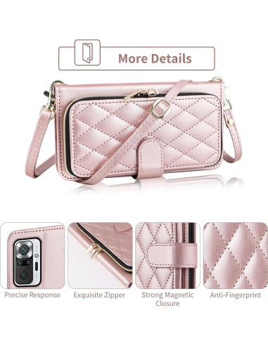 Funda billetera Furiet para Xiaomi Redmi Note 10 Pro Oro Rosa