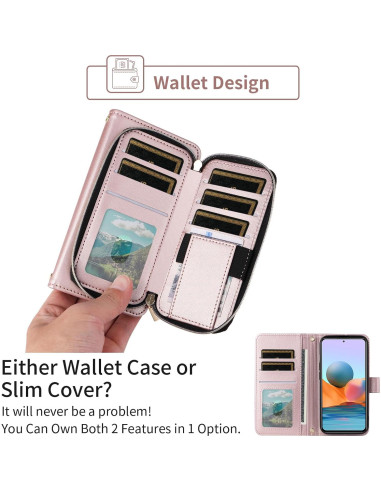 Funda billetera Furiet para Xiaomi Redmi Note 10 Pro Oro Rosa