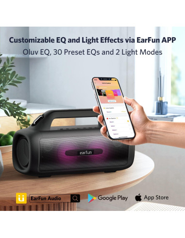 Altavoz Bluetooth EarFun UBOOM X 80W Estéreo IP67 RGB 30H