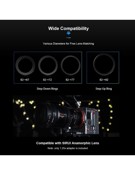 Adaptador Anamórfico SIRUI 1.25x T2.9 para Lentes 82mm
