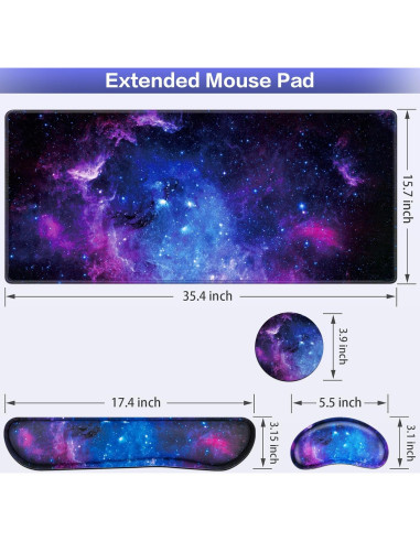 Alfombrilla de Ratón Ergonómica QOMOLAMA 90x40 cm 4-en-1