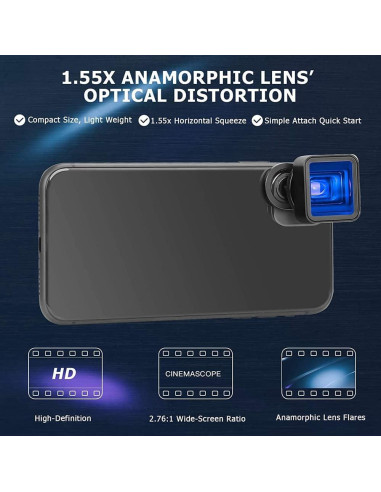 Lente Anamórfico 1.55X Leshareselect para iPhone/Android