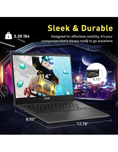 ASUS Chromebook 14" - 8 núcleos MediaTek - 4GB RAM - 192GB