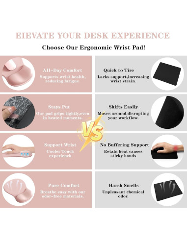 Alfombrilla de Ratón Ergonómica KEPUTAIER Rosa con Reposamuñecas