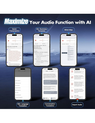 Grabadora de Voz AI SSLine 64GB con Transcripción y Traducción