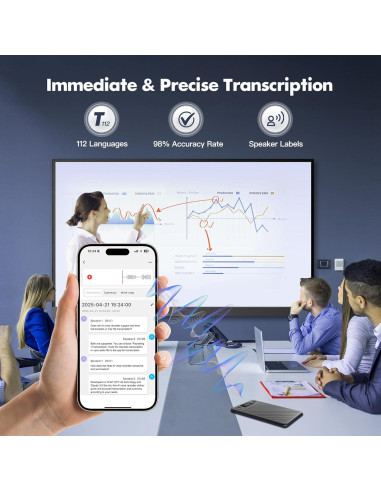Grabadora de Voz AI SSLine 64GB con Transcripción y Traducción