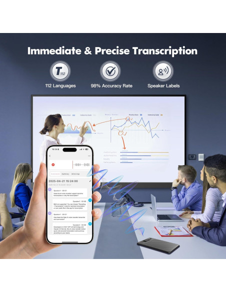 Grabadora de Voz AI SSLine 64GB con Transcripción y Traducción Grabadora de Voz AI SSLine 64GB con Transcripción y Traducción