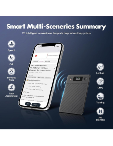 Grabadora de Voz AI SSLine 64GB con Transcripción y Traducción