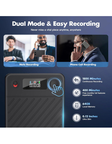 Grabadora de Voz AI SSLine 64GB con Transcripción y Traducción
