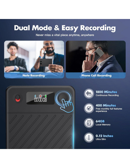 Grabadora de Voz AI SSLine 64GB con Transcripción y Traducción Grabadora de Voz AI SSLine 64GB con Transcripción y Traducción
