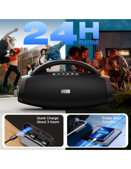 Altavoz Bluetooth W-KING X20 300W IPX7 24h Batería 7.5"