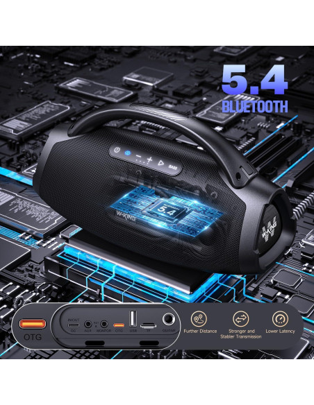 Altavoz Bluetooth W-KING X20 300W IPX7 24h Batería 7.5"