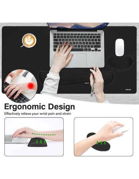 Conjunto Alfombrilla Teclado y Ratón MOSISO Ergonómico Negro