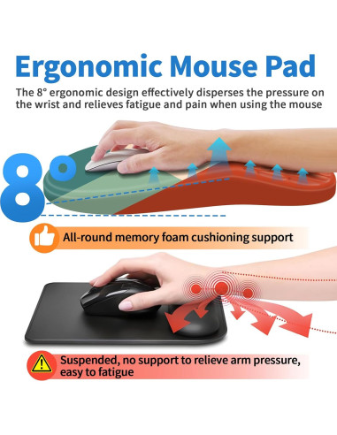 Alfombrilla de Ratón Ergonómica YIWEI con Soporte Muñeca