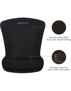 Almohadilla de ratón ergonómica Amazon Basics con gel negro 2