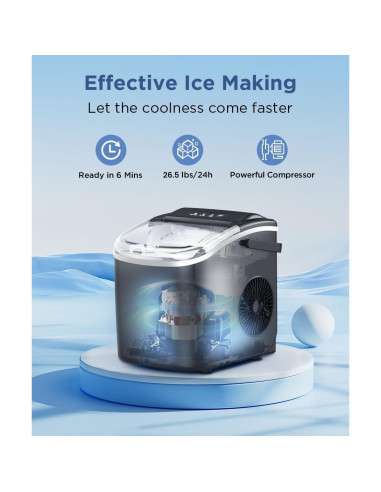COWSAR Máquina de Hielo Portátil 12 kg/24H 9 Cubos en 6 Min