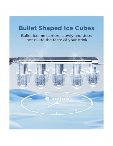 COWSAR Máquina de Hielo Portátil 12 kg/24H 9 Cubos en 6 Min