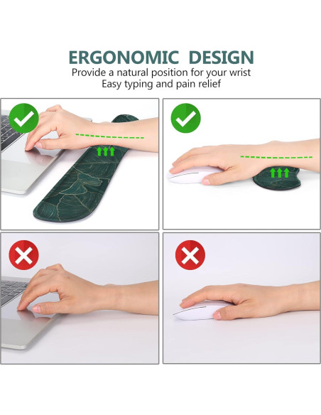 DINKY Conjunto Alfombrilla Teclado y Ratón Ergonómico 4 Pcs