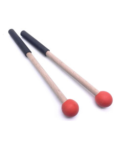 Palos de Percusión Jiayouy 21.59 cm Cabeza de Goma Rojo