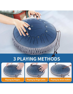 Tambor de Lluvia 33 cm URBANVISTA 15 Notas Acero para Yoga 2