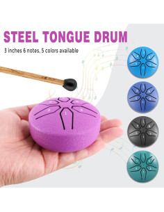 EASTROCK Mini Tambor de Acero 3" C 6 Notas para Niños 2