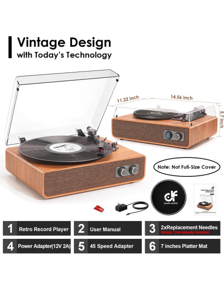 Tocadiscos Vintage DANFI AUDIO TE-2018 Bluetooth 3 Velocidades
