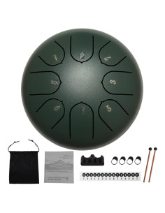 Tambor de Lengua de Acero 15 cm Betiura Verde con Mallets