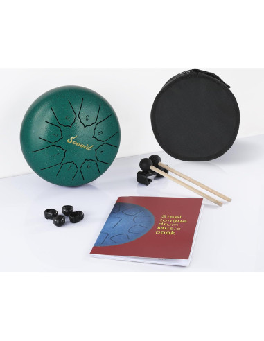 Tambor de Lengua de Acero Sovvid 15 cm 8 Notas Verde Malachita
