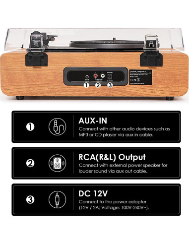 Tocadiscos Vintage DANFI AUDIO TE-2018 Bluetooth 3 Velocidades