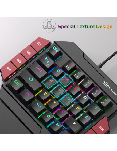 Teclado Mecánico para Juegos MageGee RGB 35 Teclas Rojo