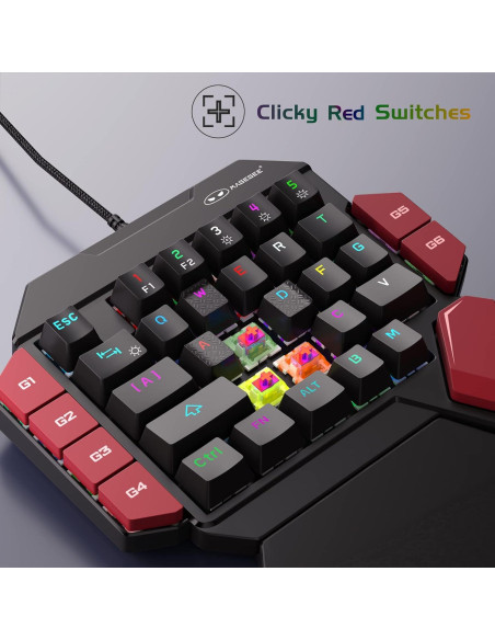 Teclado Mecánico para Juegos MageGee RGB 35 Teclas Rojo