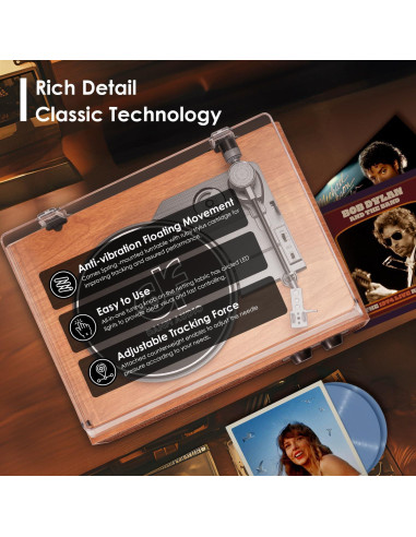 Tocadiscos Vintage DANFI AUDIO TE-2018 Bluetooth 3 Velocidades