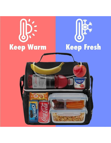 Caja de Almuerzo Aislada OPUX Doble Piso 12L Negra