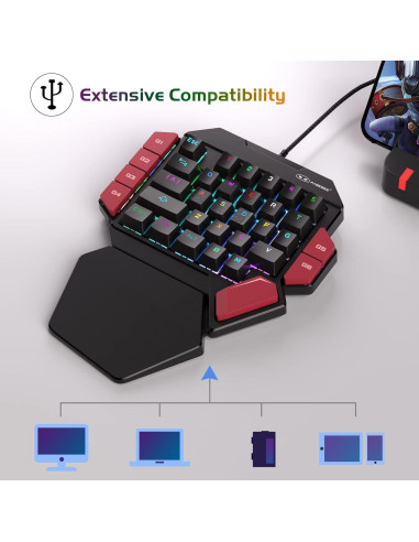 Teclado Mecánico para Juegos MageGee RGB 35 Teclas Rojo