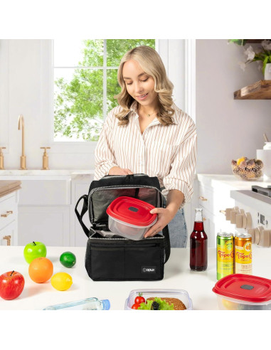 Caja de Almuerzo Aislada OPUX Doble Piso 12L Negra