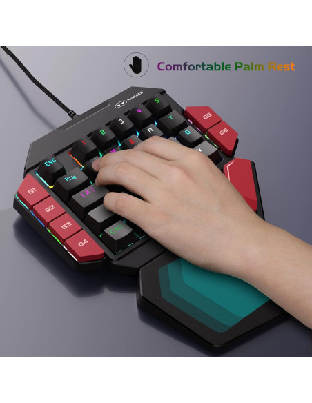 Teclado Mecánico para Juegos MageGee RGB 35 Teclas Rojo