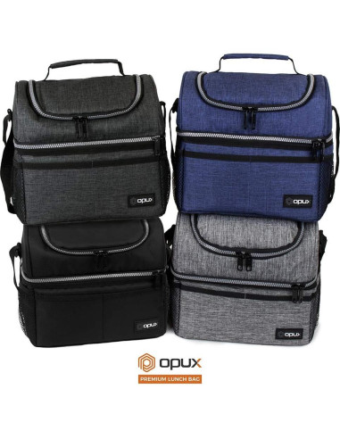 Caja de Almuerzo Aislada OPUX Doble Piso 12L Negra