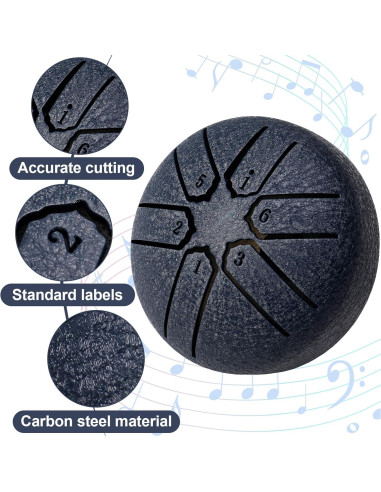2 Tambores de Lengua de Acero ZhouBoat 7,62 cm 6 Notas