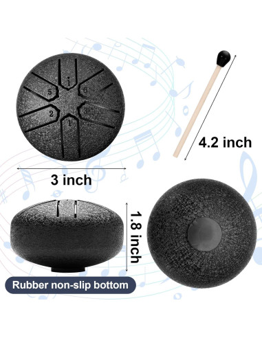 2 Tambores de Lengua de Acero ZhouBoat 7,62 cm 6 Notas